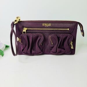 MZ Wallace Abbey Eggplant Purple Wallet Wristlet Clutch